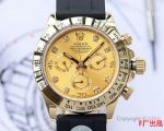 Best Replica Rolex Daytona Rubber Band Watch Gold Diamond Face 40mm